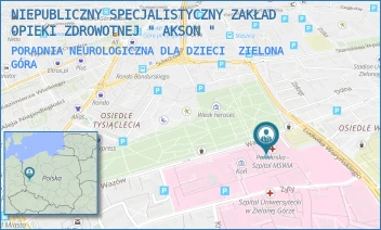 PORADNIA NEUROLOGICZNA DLA DZIECI - NIEPUBLICZNY SPECJALISTYCZNY ZAKŁAD OPIEKI ZDROWOTNEJ " AKSON " - UL. WAZÓW 42,  ZIELONA GÓRA