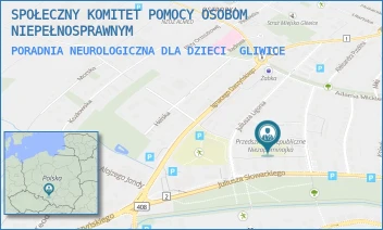 PORADNIA NEUROLOGICZNA DLA DZIECI - SPOŁECZNY KOMITET POMOCY OSOBOM NIEPEŁNOSPRAWNYM - UL. JULIUSZA SŁOWACKIEGO 58 B,  GLIWICE